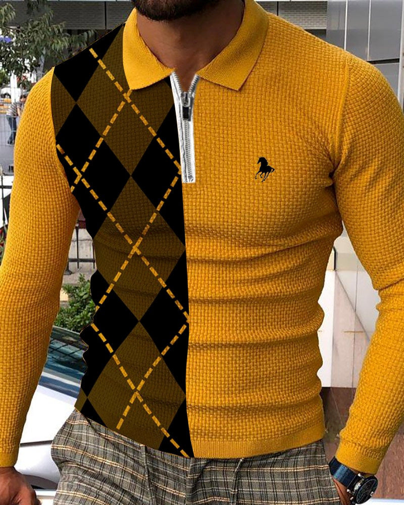 New Chain Print Polo Shirt Casual Plus Size Short Sleeves